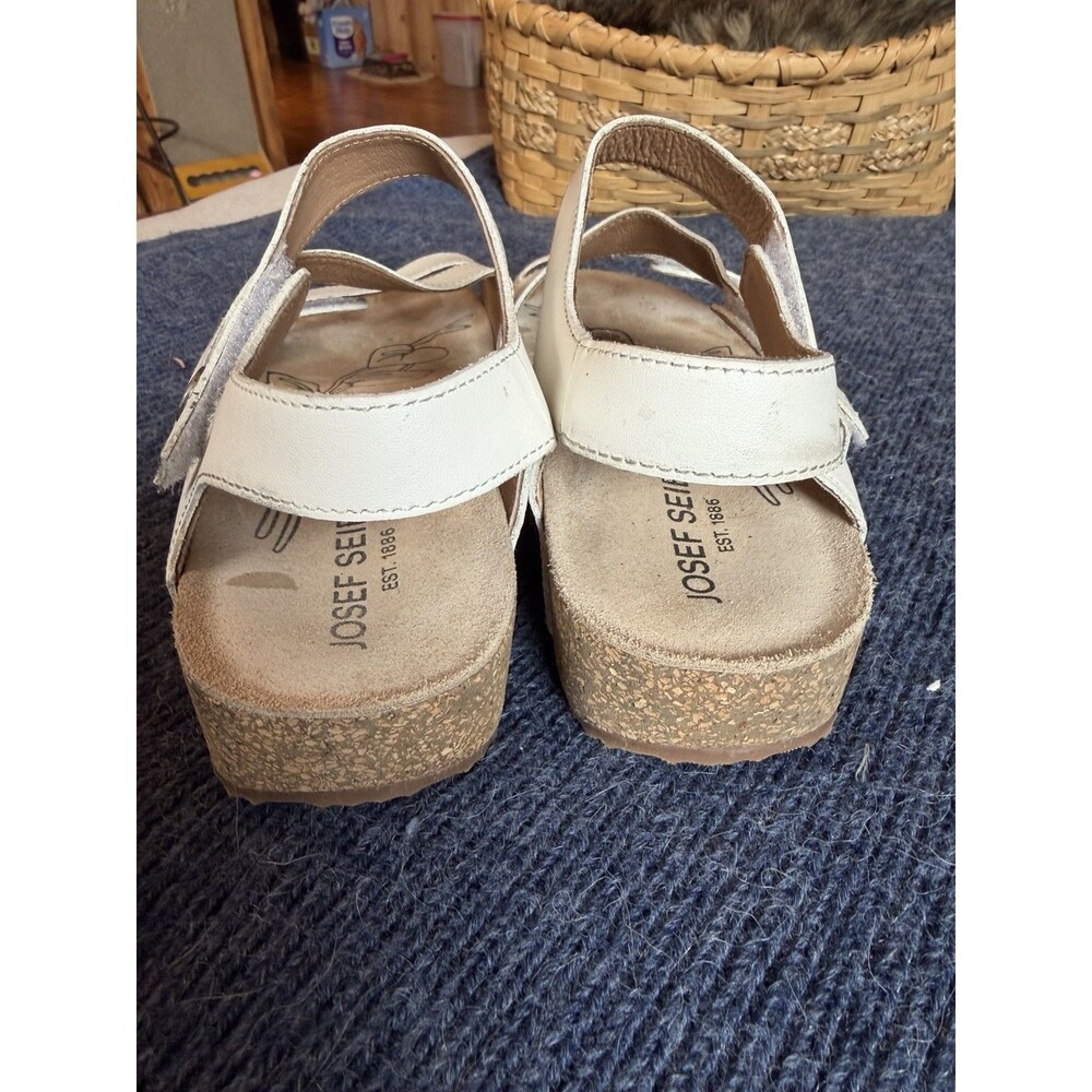 Josef Seibel Tonga 25 Adjustable Sandal White Leather Size EU 39, US 8-8.5 - Picture 5 of 11